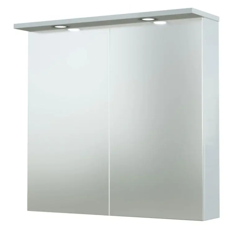 Bad - Spiegelschrank Bijapur 05, Farbe: Weiß glänzend – 73 x 76 x 14 cm (H x B x T)
