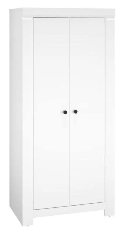 Drehtürenschrank / Kleiderschrank Orivesi 04, Farbe: Weiß - Abmessungen: 201 x 92 x 57 cm (H x B x T), mit 2 Türen und 5 Fächern