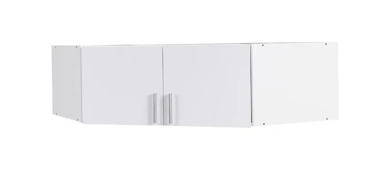 Aufsatz für Drehtürenschrank / Eckkleiderschrank Messini 06, Farbe: Weiß / Weiß Hochglanz - Abmessungen: 40 x 117 x 117 cm (H x B x T)