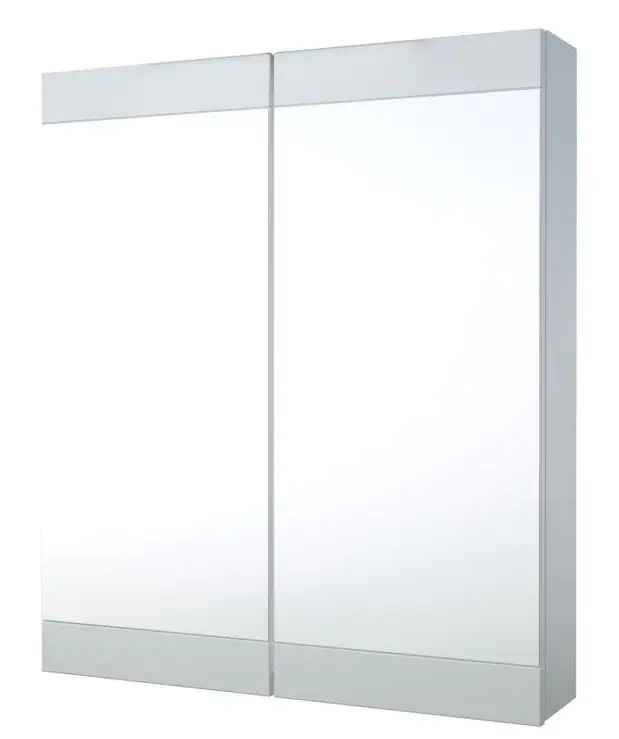 Bad - Spiegelschrank Eluru 01, Farbe: Weiß glänzend – 70 x 60 x 14 cm (H x B x T)