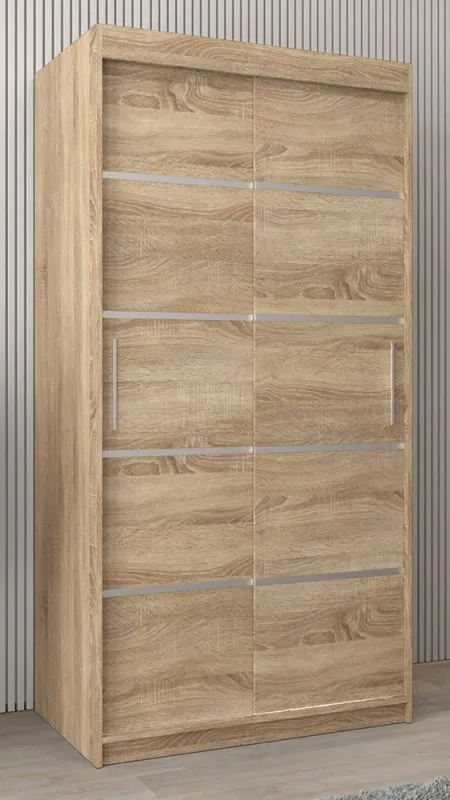 1 Meter breiter Kleiderschrank mit 2 Türen | Farbe: Sonoma Eiche Abbildung