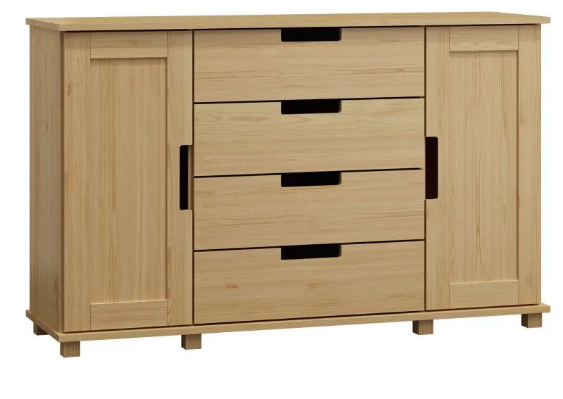 Kommode Kiefer massiv Vollholz natur 004 - Abmessung 100 x 140 x 42 cm (H x B x T)