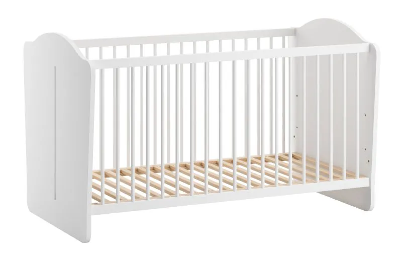 Babyzimmer Gitterbett / Babybett | Farbe: Weiß | Liegefläche: 70 x 140 cm | ABS-Kantenschutz | Kinderzimmer | einfaches Design | inkl. Lattenrost