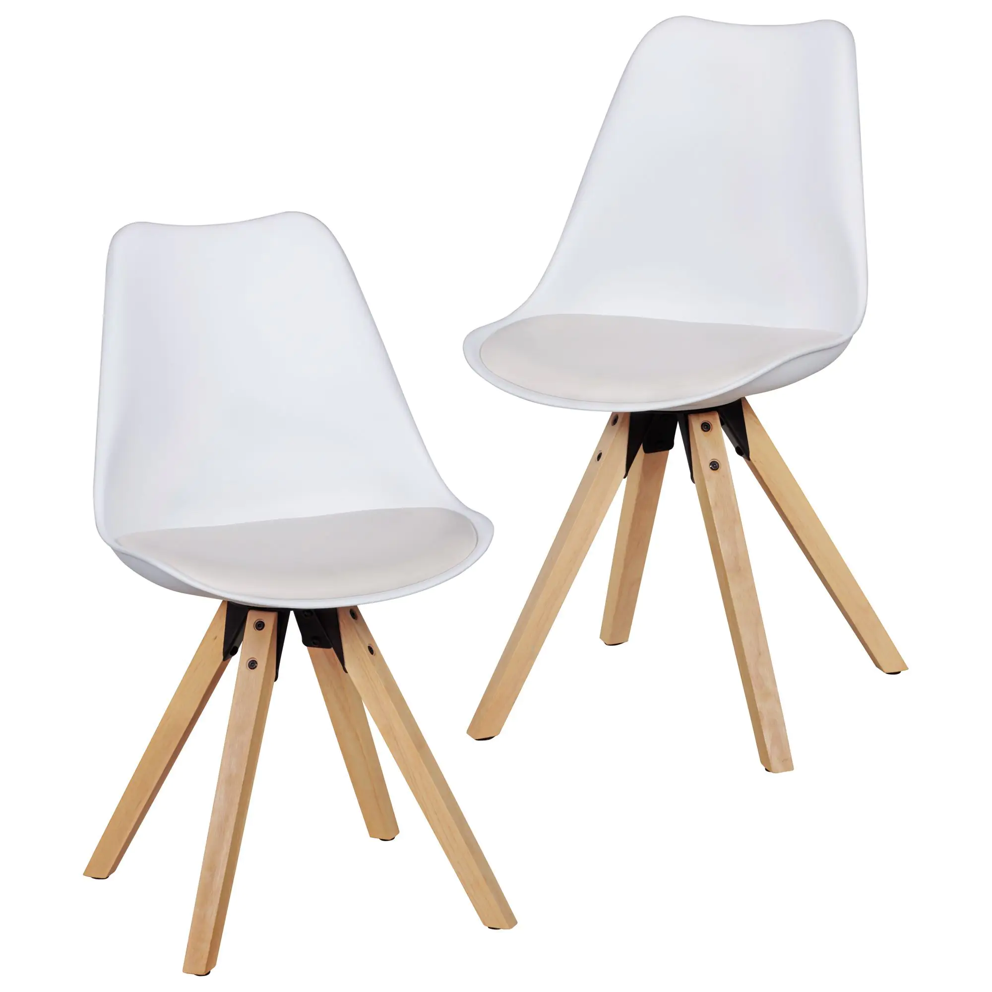 Stuhl 2er Set im Skandinavischen Stil, Farbe: Weiß / Eiche, mit  freundlichen Farben und hellem Holz