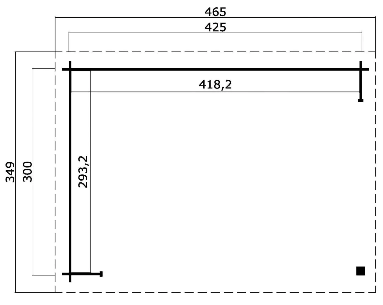 Überdachung G284 Natur - 28 mm Blockbohlen, Grundfläche: 7,26 m², Pultdach
