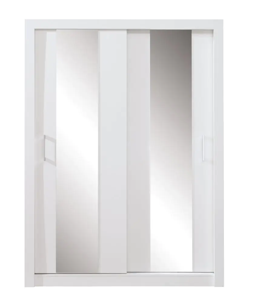 Kleiderschrank mit Spiegel, Türen Anzahl 2, Höhe (cm) 215, Länge/Tiefe (cm)  60, Breite (cm) 160, Material Holzwerkstoff, Farbe Weiß, Kleiderschrank mit  Spiegel