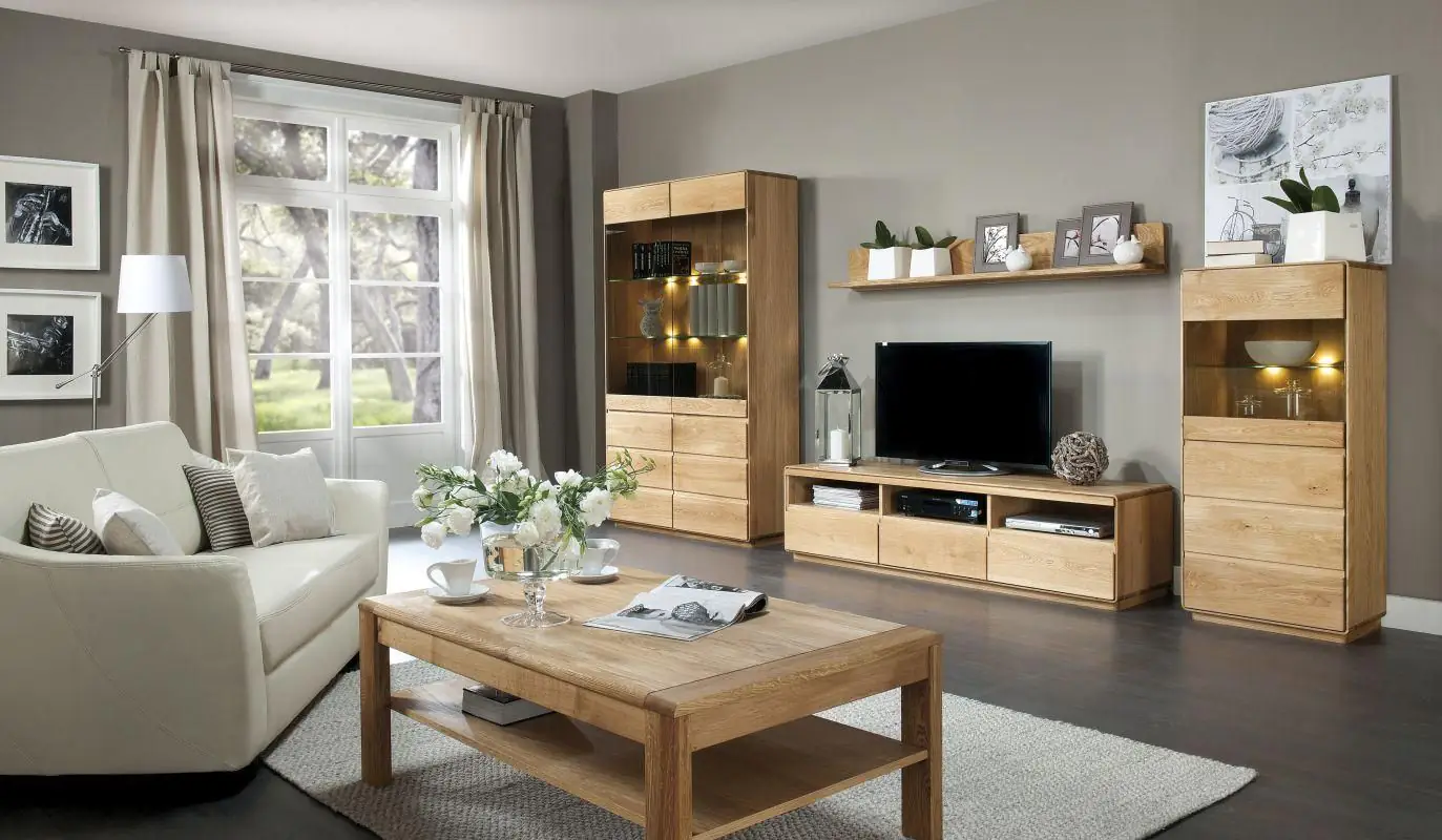 easy möbel wohnzimmer komplett - set b fazenda, 5 - teilig, teilmassiv,  farbe: natur