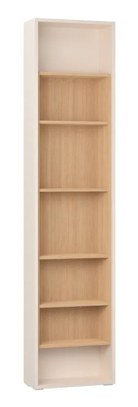 Seitenregal für Kleiderschränke | Farbe: Beige / Eiche | 7 Fächer | Maße: 57 x 22 x 240 cm | 6 Holzeinlegeböden | genügend Ablageflächen | Bücherregal