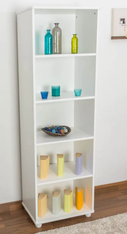 Regal Kiefer massiv Vollholz weiß lackiert Junco 50C - Abmessung 195 x 60 x 42 cm