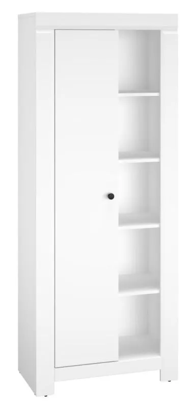 Schrank Orivesi 05, Farbe: Weiß - Abmessungen: 201 x 80 x 42 cm (H x B x T), mit 1 Tür und 10 Fächern