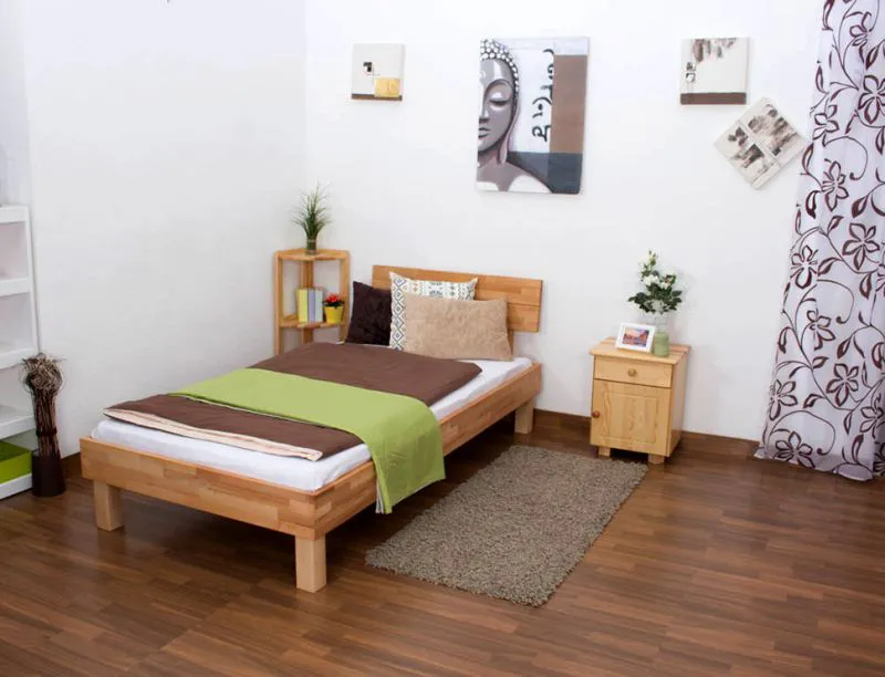 Bett Kernbuche 90 x 200 cm geölt Abbildung