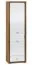 Schrank Tempe 02, Farbe: Nussfarben / Weiß Hochglanz, Fronteinsatz: Weiß - Abmessungen: 203 x 60 x 41 cm (H x B x T), mit 2 Türen, 1 Schublade und 5 Fächern