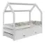 Kinderbett / Hausbett Kiefer Vollholz massiv weiß lackiert D3, inkl. Lattenrost - Liegefläche: 80 x 160 cm (B x L)