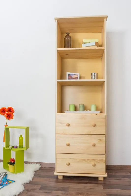 Bücherregal - 60 cm breit, Kiefer Holz-Massiv, Farbe: Natur Abbildung
