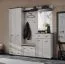 Garderobe mit Kleiderschrank | inkl. Sitzkissen | Farbe: Kaschmir / Schwarz | mit Sitzgelegenheit | 2 Kleiderstangen | Spiegel | Maße: 120 x 32 x 203 cm