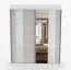 1,8 Meter breiter Schiebetürenschrank / Kleiderschrank mit Spiegel Grau-Weiß / Weiß | Gorski 05 | 218 x 183 x 61 cm | 2 Türen | 6 Fächer | Zweifarbig