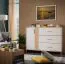 Kommode | Farbe: Kaschmir / Eiche Artisan | zwei Drehtüren | drei Schubladen | 164 x 40 x 90 cm | vier Fächer | Sideboard | für Wohnzimmer