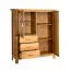 Stabile Vitrine mit genügend Stauraum Floresta 10, mit Soft-Close-System, zwei Türen, Natur, Eiche massiv, 150 x 133 x 48 cm, mit drei Schubladen