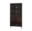 Vitrinenschrank mit zwei Glastüren Chaabane 01 | Farbe: Eiche Dunin / Schwarz | inkl. LED-Beleuchtung | Beine & Griffe: Metall | Maße: 194,5 x 91,5 x 39 cm