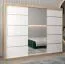 250 cm breiter Schiebetürenschrank mit 3 Türen | 10 Fächer | 2 Kleiderstangen | Farbe: Sonoma Eiche / Weiß Abbildung