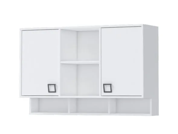 Hängeschrank 24, Farbe: Weiß - Abmessungen: 82 x 128 x 37 cm (H x B x T)
