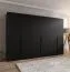 Drehtürenschrank | Farbe: Schwarz | ABS-Kanten | 3 Meter breit | 3 Kleiderstangen | Soft-Close-Funktion | Griffe: Schwarz | 3 Fächer | Maße: 300 x 52 x 202 cm