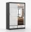 Kleiderschrank / Schiebetürenschrank 1,5 Meter breit | Lusatian 02 | Weiß / Schwarz | mit Spiegel | 6 Fächer | 2 Schubladen | 2 Türen | 218 x 150 x 61