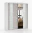 1,8 Meter breiter Schiebetürenschrank / Kleiderschrank mit Spiegel Grau-Weiß / Weiß | Gorski 05 | 218 x 183 x 61 cm | 2 Türen | 6 Fächer | Zweifarbig