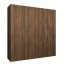 Drehtürenschrank mit 2 Meter breite | Farbe: Walnuss | vier Türen | Soft-Close-Funktion | zwei Fächer | Griffe: Silber | zwei Kleiderstangen | Kleiderschrank