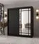 Kleiderschrank / Schiebetürenschrank | Schwarz Matt | dekorative Spiegeltür | 180 x 62 x 200 | 10 Fächer | 2 Kleiderstangen | Moderne Details