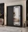 Kleiderschrank | Schwarz Matt | 5 Fächer | 2 Kleiderstangen | hochwertig Verarbeitet | 150 x 62 x 200 cm | Schiebetürenschrank | dekorative Spiegeltür
