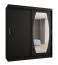 Schiebetürenschrank / Kleiderschrank Musala 15, Farbe: Schwarz, zwei Kleiderstangen, 1,8 Meter breit, Aluminiumschienen, eine Spiegeltür, 10 Fächer