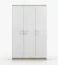 Kleiderschrank / Drehtürenschrank | Kleiderstange | 192 x 120 x 50 cm | Smolikas 108 | 9 Fächer |runde Holzgriffe | Weiß / Sonoma Eiche | 3 Türen