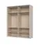 Viertüriger Drehtürenschrank mit Rahmen Neiafu 36, verstellbare Füße, Farbe: Kaschmir, Soft-Close-Funktion, Maße: 226 x 187 x 60 cm, sechs Einlegeböden