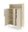 Kommode | Farbe: Eiche Mavelie / Macadamia | 2 Drehtüren | 3 Fächer | 103 x 42 x 160 cm | Highboard | Push-to-open Funktion | Metallbeine
