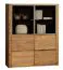 Vitrine Jussara 02, Farbe: Bernstein, Eiche teilmassiv - 150 x 124 x 42 cm (H x B x T)
