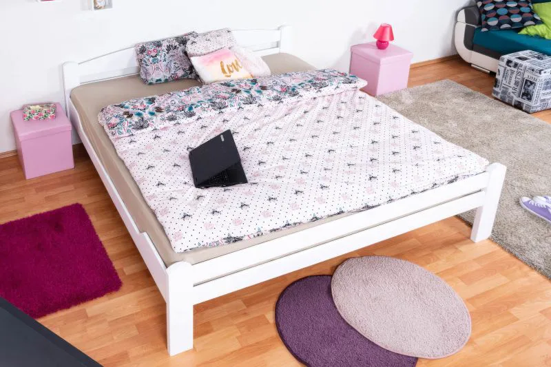 Jugendbett "Easy Premium Line" K4, 200 x 200 cm Buche Vollholz massiv weiß lackiert