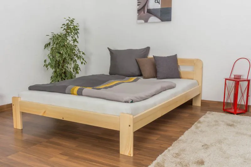 Einzelbett / Gästebett Kiefer Vollholz massiv natur A5, inkl. Lattenrost - Abmessung 140 x 200 cm