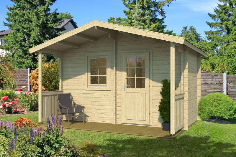 Saunahaus Hochwipfel inkl. Fußboden - 40 mm Blockbohlenhaus, Grundfläche: 11,8 m², Satteldach