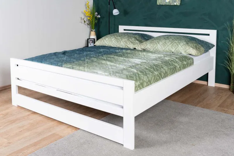 Modernes Doppelbett Buche Vollholz 115, Gästebett in Weiß, inkl. Lattenrost, Liegefläche 160 x 200 cm, langlebig, hochwertig verarbeitet, robust