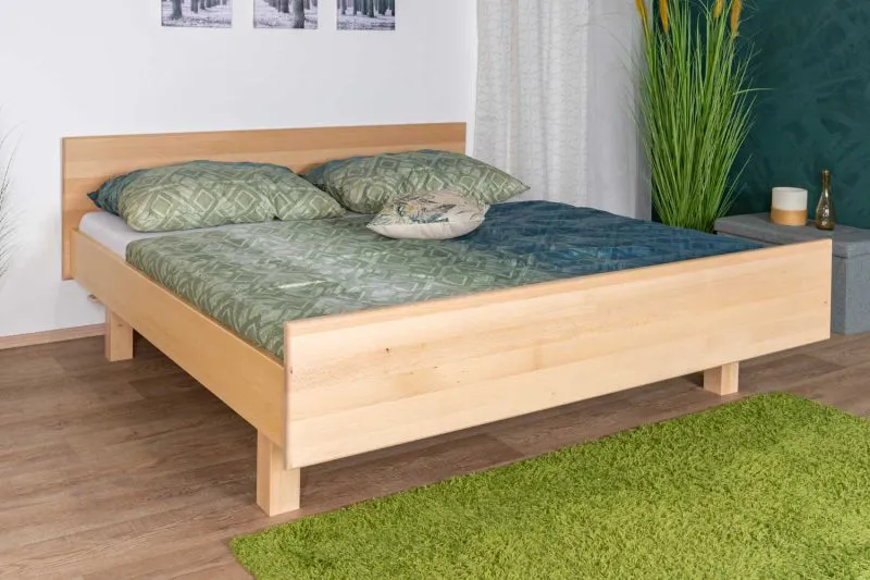 Jugendbett Buche massiv Vollholz natur 116, inkl. Lattenrost - Abmessung 180 x 200 cm
