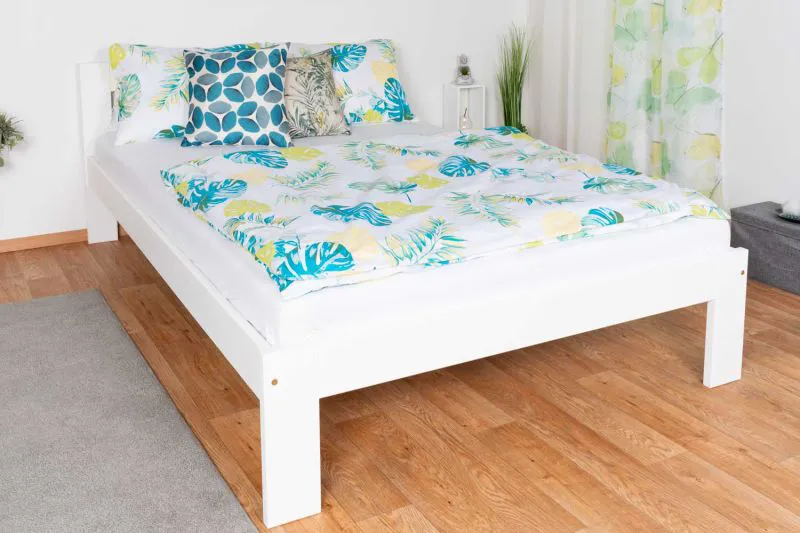 Jugendbett in Weiß Kiefer Massivholz 73, inkl. Lattenrost, Liegefläche 160 x 200 cm, langlebig und robust, ansprechendes modernes Design