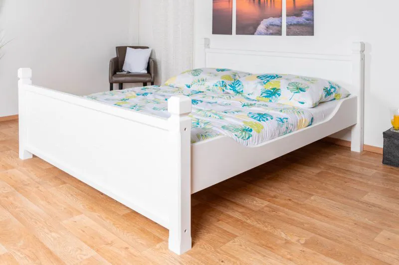 Weißes Jugendbett Kiefer Vollholz 98, inkl. Lattenrost - Matratzenmaße 180 x 200 cm, ansprechendes Design, gut kombinierbar, langlebig