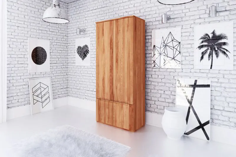 Schlafzimmer - Kleiderschrank, Kernbuche Massivholz geölt - Abmessungen: 206 x 90 x 53 cm (H x B x T) Abbildung
