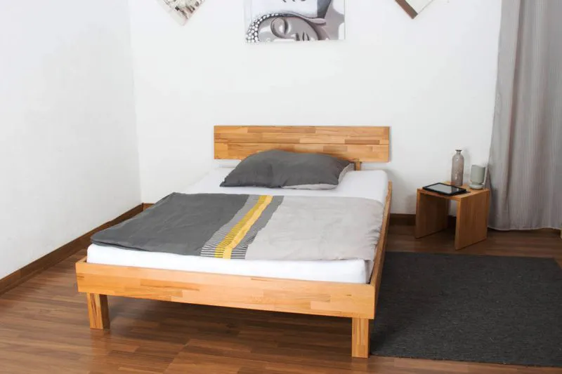 Bettgestell Kernbuche 140 x 200 cm geölt Abbildung