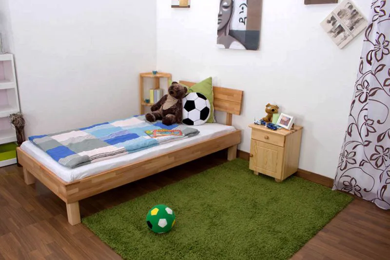 Bett 90 x 200 cm Kernbuche geölt Abbildung