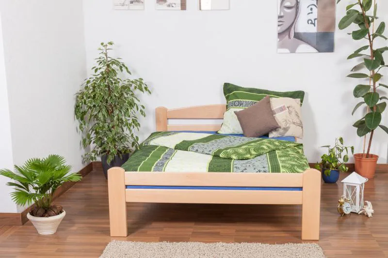 Holzbett 140 x 200 cm Buche massiv Natur Abbildung
