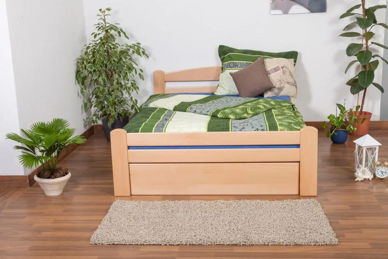 Buche Massivholz Bettgestell 140 x 200 cm Natur Abbildung