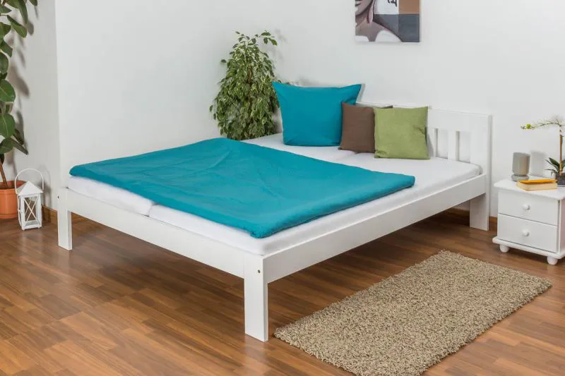 Bett 180 x 200 cm Kiefer massiv Weiß Abbildung