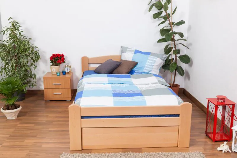 Bett Buche 120 x 200 cm Natur Abbildung